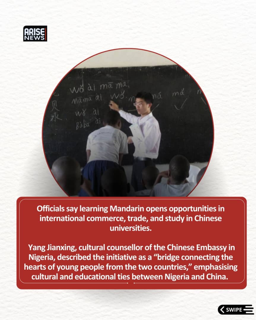ARISEtv's tweet photo. Nigeria has officially added Mandarin to its secondary school curriculum starting September 18, 2025. The move aims to boost global competitiveness, cultural exchange, and economic opportunities for students. Public reactions have been mixed, highlighting both excitement and criticism. Here’s what we know so far.
