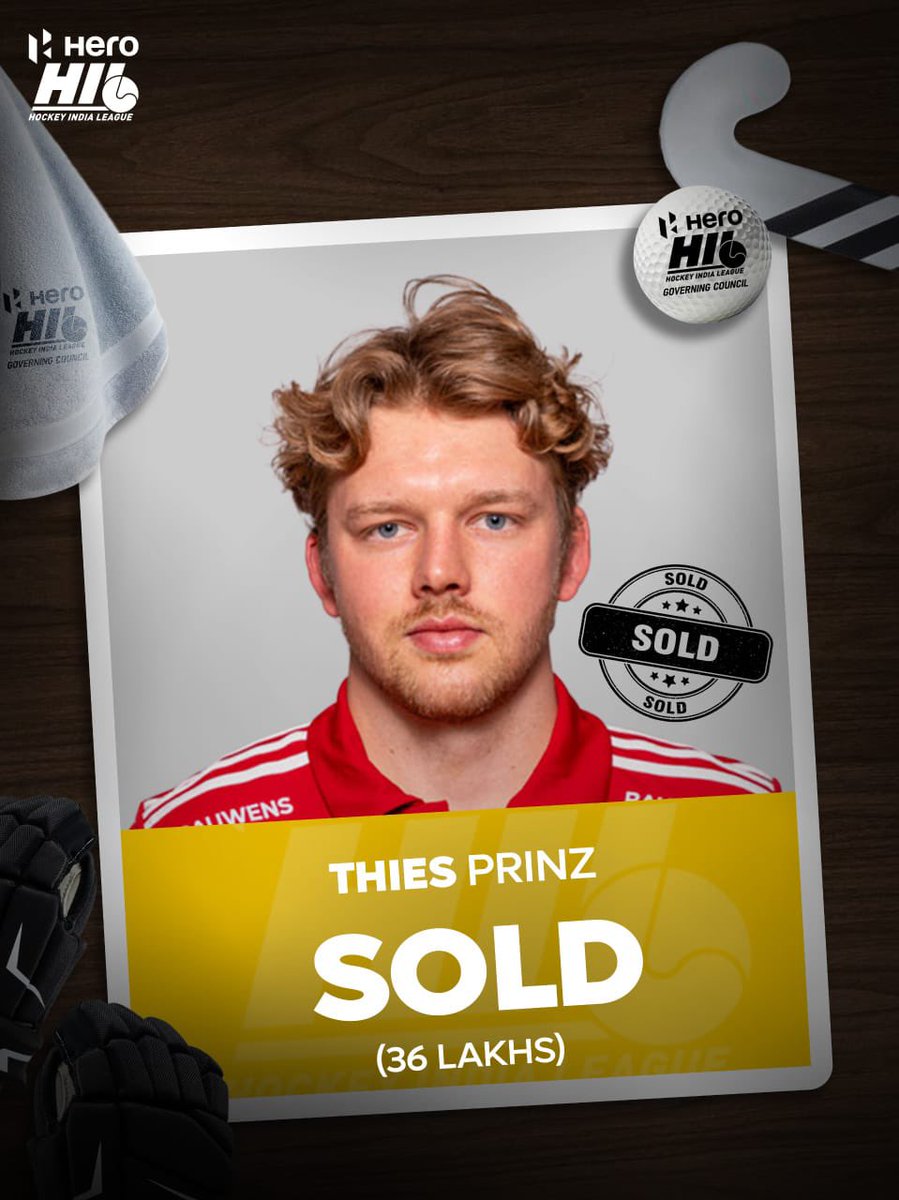 HockeyIndiaLeag's tweet photo. Thies Prinz, Midfielder, SOLD for βΉ36L to HIL GC at the Hero HIL Mini Auction! ππ₯
#herohil2026 | #hockeyindia | #jashnkanayaandaaz | #herohilminiauction | #hilgc https://t.co/rOJUZjBEd7
