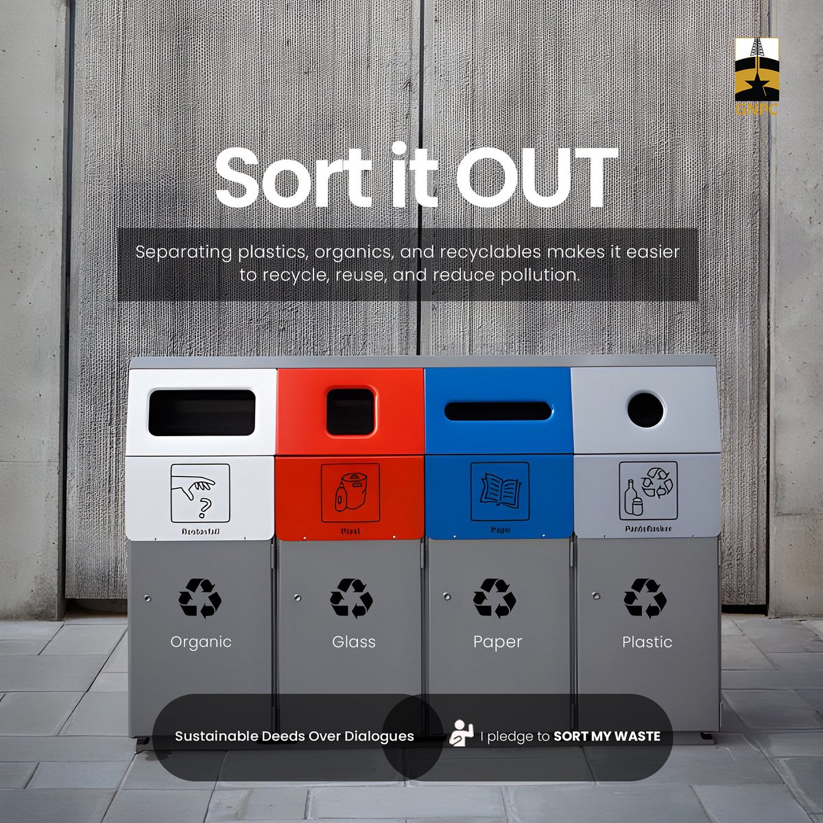 GNPCGhana's tweet image. Sorting out waste is one way to reduce  pollution. 🌍♻️

This week’s pledge is simple: separate your waste — plastics, organics, recyclables.

Don’t overthink it. It’s an everyday choice.

#SustainabilityPledge #SortItRight #EmpoweringDreams