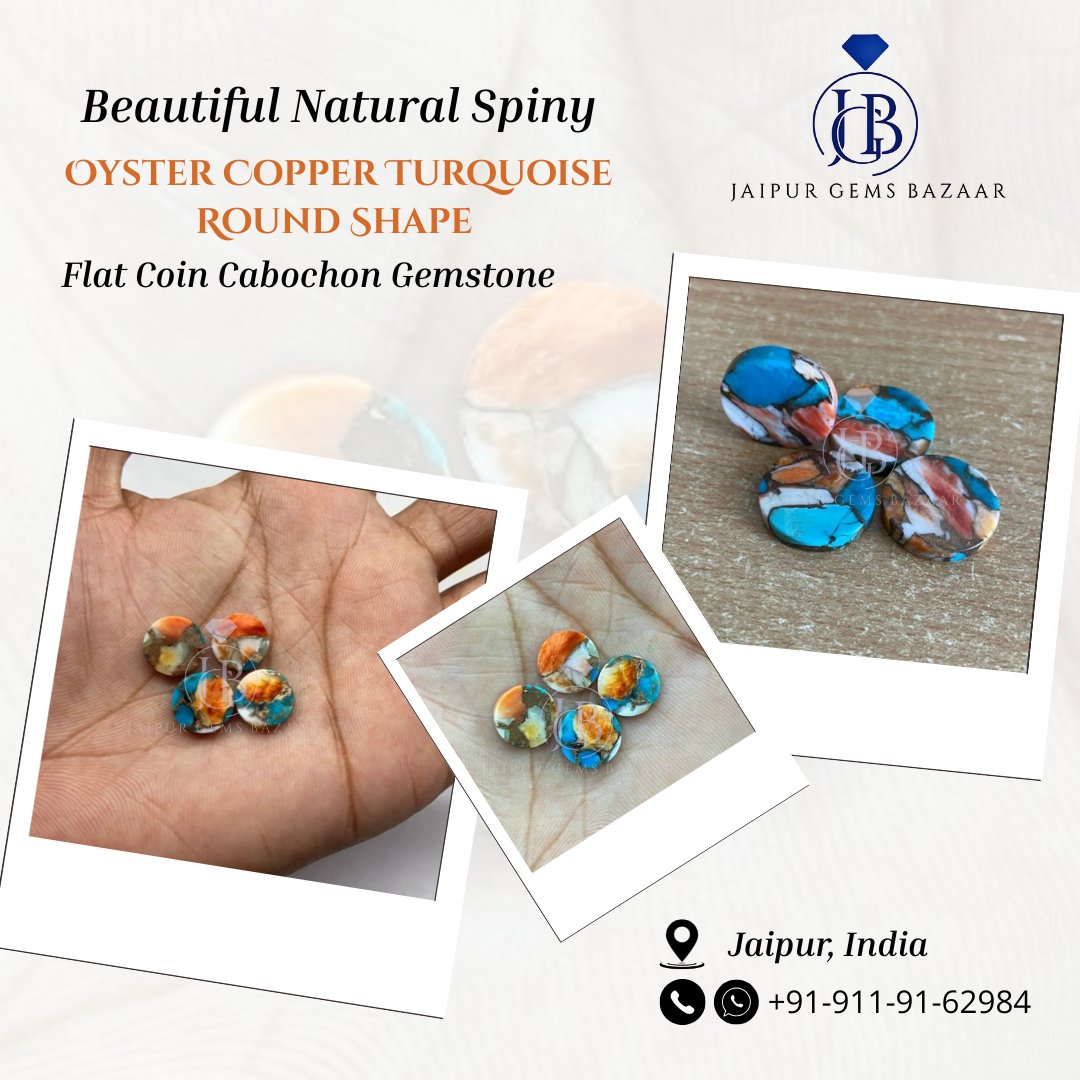 JprGemsBazaar's tweet photo. Radiant blend of ocean and earth—Natural Spiny Oyster Copper Turquoise in a perfect round cut, bringing vibrant color and timeless charm to every design. 🌊✨#SpinyOyster #CopperTurquoise #NaturalGemstone #RoundCutBeauty #HandcraftedJewelry #GemstoneLovers #BohoChic #UniqueStones https://t.co/2jcr5kzx4l