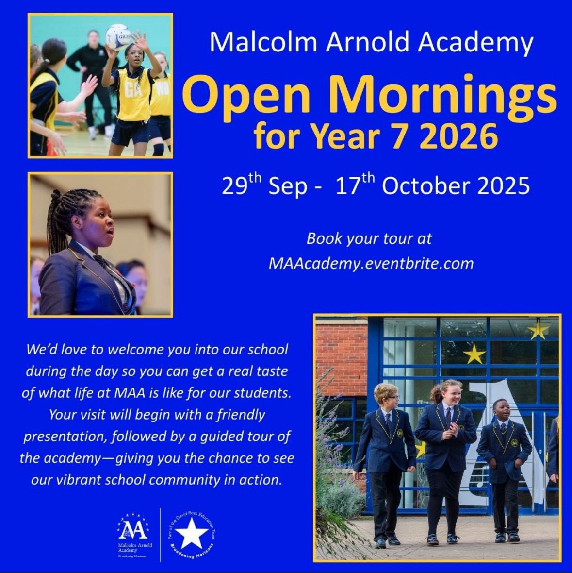 MAADRET's tweet image. Looking forward to welcoming Year 6 families for our Open Mornings.