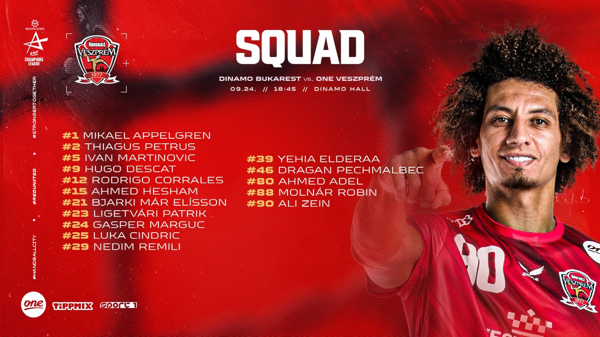 veszprem_hc's tweet image. Today's squad against Dinamo Bucuresti!
#RedUnited #HandballCity #StrongerTogether