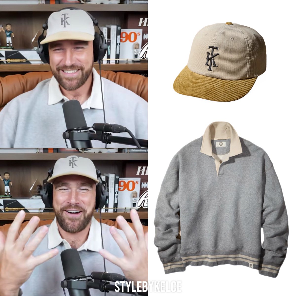 Travis Kelce for #NewHeights ⋆ September 24, 2025

#AmericanEagle x #TruKolors Corduroy Baseball Hat ($35) 
#AmericanEagle x #TruKolors Graphic Rugby ($60)

Shop ⇨ shopstyle.it/l/cuXHD