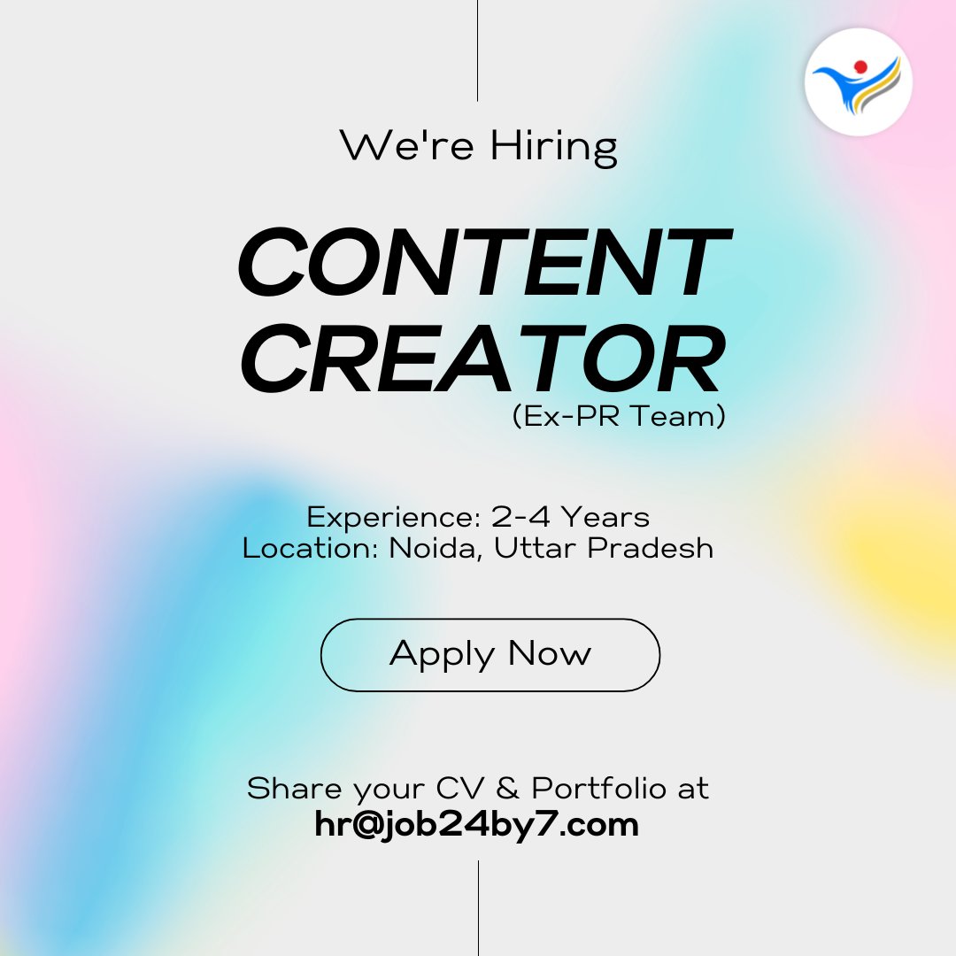 Job24by7_'s tweet photo. We’re hiring a Content Creator (Ex-PR Team) in Noida! 2–4 yrs exp. in PR/content creation. Create stories, manage digital campaigns &amp; drive engagement. 
Apply: https://t.co/FzhboDRYtH 

Share your CV at: hr@job24by7.com

#ContentCreator #PRJobs #NoidaJobs #Job24by7 https://t.co/TbQwcLZS9d