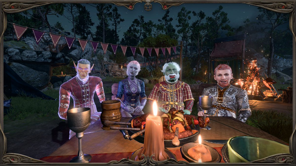 Disetè, Baldur's Gate III campanya coop amb (d'esquerra a derta) Samuron (jo), Zoyla (Pere),  Paff Paff (Melchor) i Paulus Honda (Alex)! Un any i nou mesos de desaventures, moltes morts accidentals, MOLTS saquejos, sortir de situacions a saber com i rient molt. Tota una aventura!