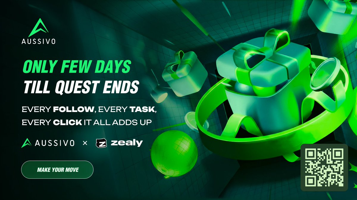 aussivo's tweet image. Every follow. Every task. Every click.
They all push you closer to the rewards.

⚡Jump in now → zealy.io/cw/aussivo/ 

#Aussivo #questcontest #Giveaway #Web3 #Zealy