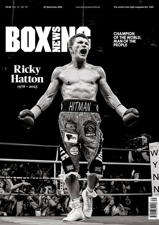 This week's <a href="/BoxingNewsED/">Boxing News</a> pays full tribute to <a href="/HitmanHatton/">Ricky Hatton MBE</a>. Hall of Fame writer Graham Houston (<a href="/fightwriterone/">Graham Houston</a>) has penned a wonderful obituary, and we also speak with former Hatton opponents, his closest friends and his manager about a remarkable man, career and life. Out now