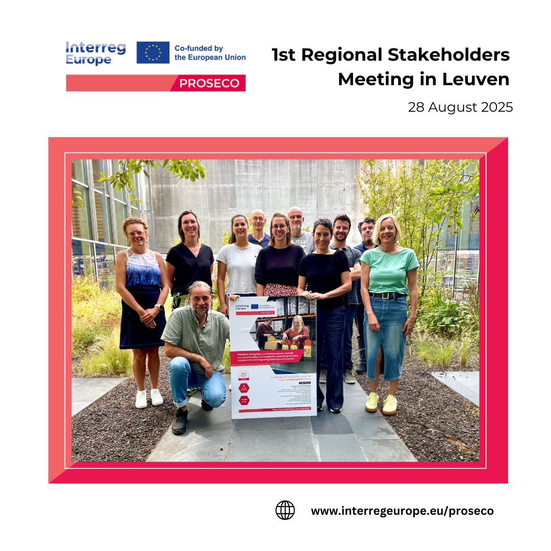 PROSECO_eu's tweet photo. ✨ 1st #PROSECO Stakeholders Meeting in Leuven! 

Over 15 participants explored socially responsible public procurement, shared ideas &amp; agreed on follow-up actions for a more inclusive, sustainable Vlaams-Brabant.

Discover more: https://t.co/6Ok5SFZ4uU

@interregeurope https://t.co/6nj8XC5ZUn