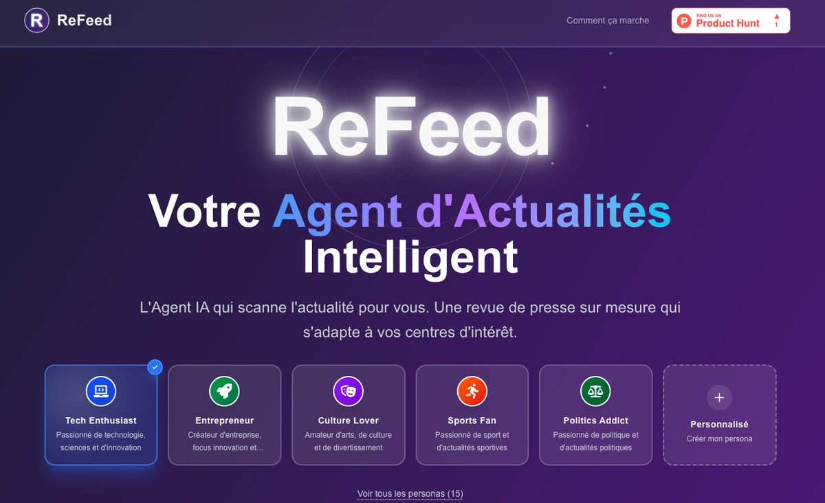 gchampeau's tweet image. Devenu addict de cette appli que nous venons de lancer avec des collègues : refeed.news. 

L&apos;idée est de générer automatiquement des revues de presse personnalisées, pour respirer et capter l&apos;essentiel au delà du brouhaha des réseaux sociaux. Essayez et dites moi !