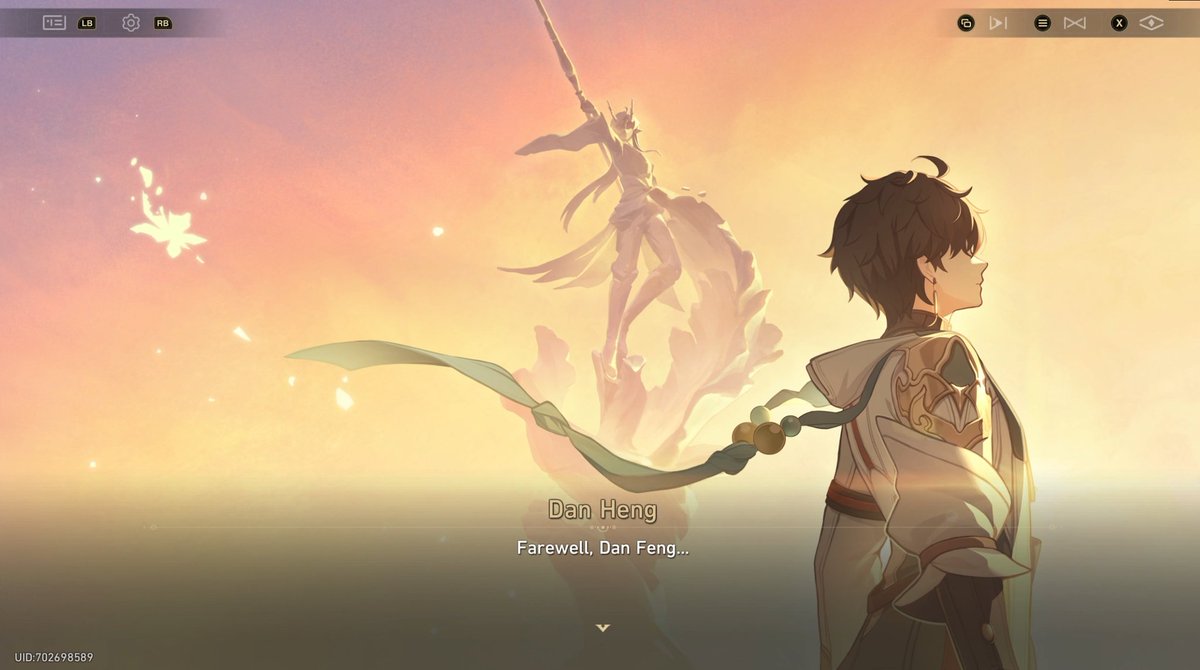 ⚠️ HSR 3.6 STORY SPOILERS
.
.
.
.
.
.
.
.
.
.
.
.
this cg :( a callback to ichor of two dragons and dan heng saying goodbye to dan feng once more and probably for good this time, the last piece left fading of dan feng being the maple leaf i'm falling apart what the hell hyv 🥹