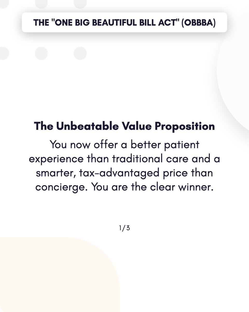 FindMyDirectDoc's tweet image. The debate is over 🏆 The OBBBA just handed DPC an unbeatable competitive advantage, making your practice the smartest choice in healthcare.

Here's why you're positioned to win:
✅ Unbeatable Value
🚀 Attract Top Talent
🕊️ Freedom from Burnout
