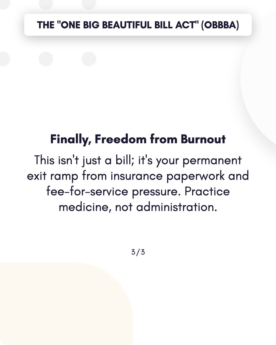 FindMyDirectDoc's tweet image. The debate is over 🏆 The OBBBA just handed DPC an unbeatable competitive advantage, making your practice the smartest choice in healthcare.

Here's why you're positioned to win:
✅ Unbeatable Value
🚀 Attract Top Talent
🕊️ Freedom from Burnout