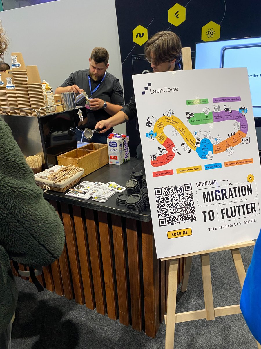 LeanCodePl's tweet image. Hello @FlutterconWorld ! 🩵We’re back and waiting for you at our booth🎉 – and we couldn’t be more excited to meet all of you once again or for the first time!

Come by the LeanCode booth and:
☕ Grab a free coffee from our baristas.
📖 Explore our brand-new ebook “Migration to…