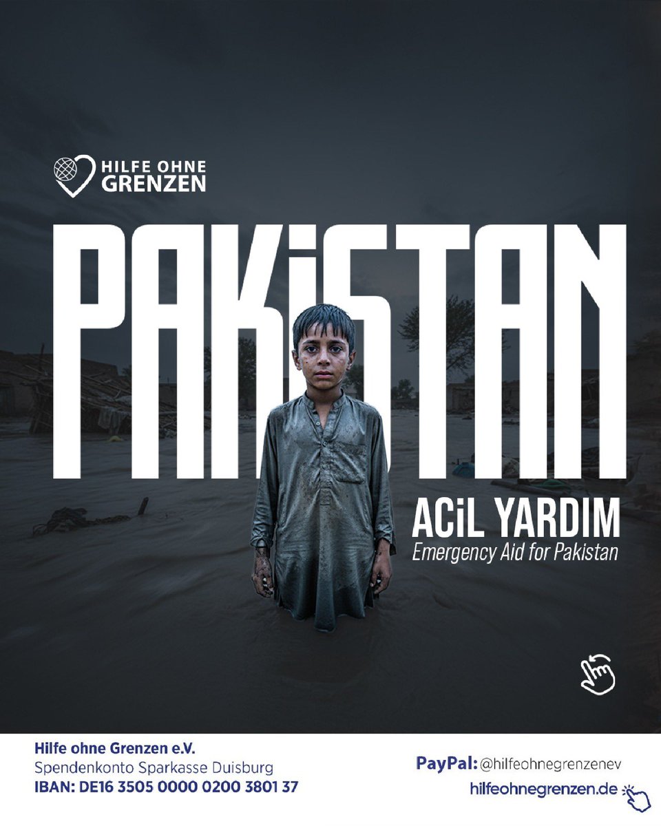 Pakistan İçin Acil Yardım 🚨

Emergency Aid for Pakistan 🚨
_________________________

PayPal: hilfeohnegrenzenev

➡️ Hilfe Ohne Grenzen e.V.
Sınır Tanımayan Yardımlaşma Derneği
Iban Nummer:
DE16 3505 0000 0200 3801 37
🌐 hilfeohnegrenzen.de/bagis/pakistan…