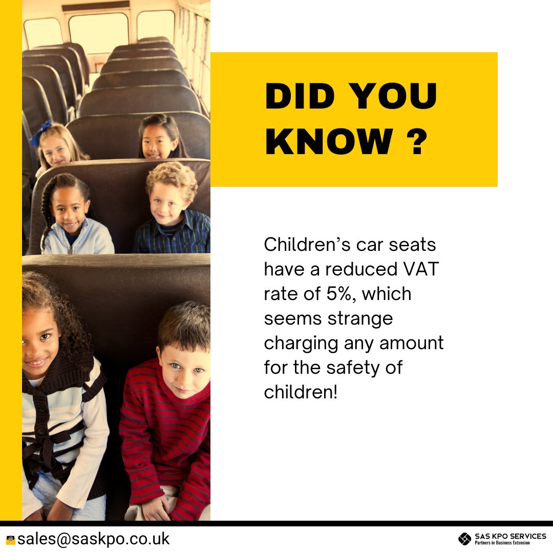 kpo_sas's tweet photo. When it comes to children’s safety, even taxes raise questions.
Did you know that kids’ car seats still carry VAT, even though their purpose is to protect little lives?
What’s your take on this?
#tax #sas #ukaccountants #didyouknow #facts #vat #vatrate https://t.co/OTBaQV4ECZ