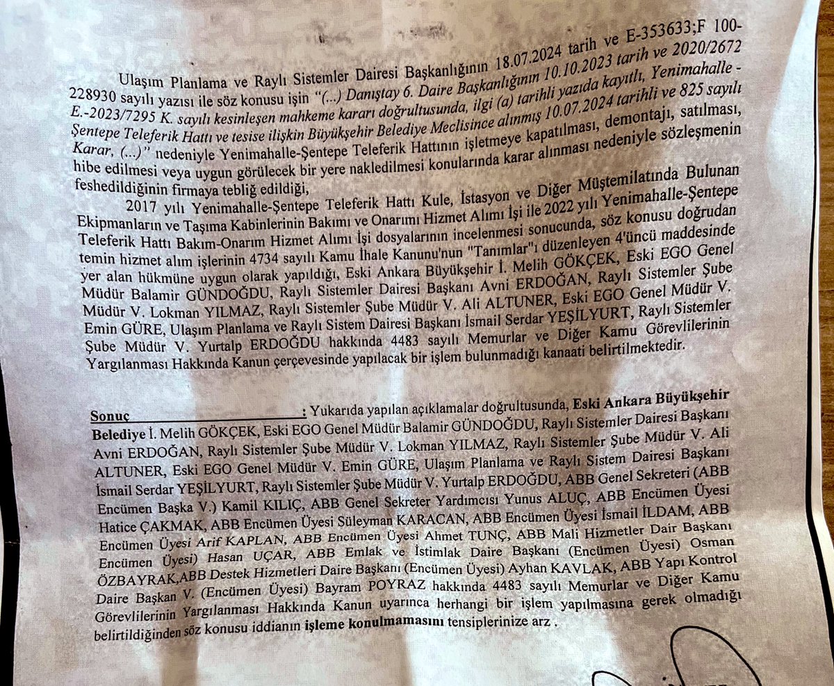 Ankara Büyükşehir Belediyesi’ne yönelik operasyon gerçekleşmeden önceki gün tarafımıza tebliğ edilen evrak 🔻

📌 Melih Gökçek ve dönemin Ankara Büyükşehir Belediyesi yetkilileri hakkında Sosyalistler Partisi olarak kamu zararı sebebiyle şikayetçi olduk.

📌 Yenimahalle  -