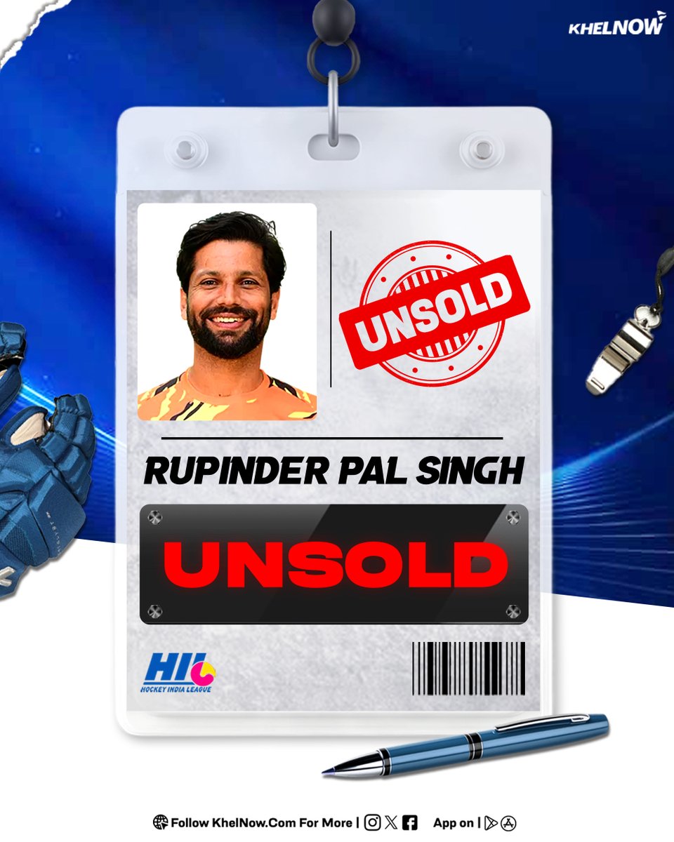 KhelNow's tweet photo. Rupinder Pal Singh, who captained Shrachi Bengal Tigers to the title last season, goes UNSOLD! ๐ฎ
Live Blog: https://t.co/2KzeiFbwYq
#Hockey #HILAuction https://t.co/232SRUfxO1