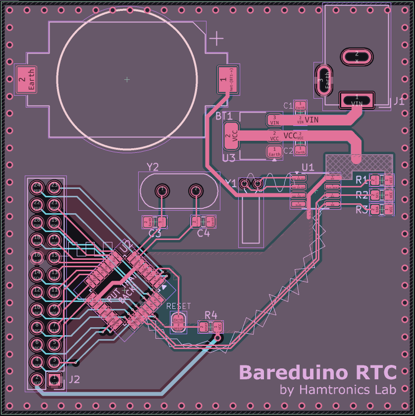 Currently designing a barbone arduino with an included RTC for my owns. I know it's not the most practical design for everyone, but it suits my needs.

What do you guys think?

#Arduino #PCB
