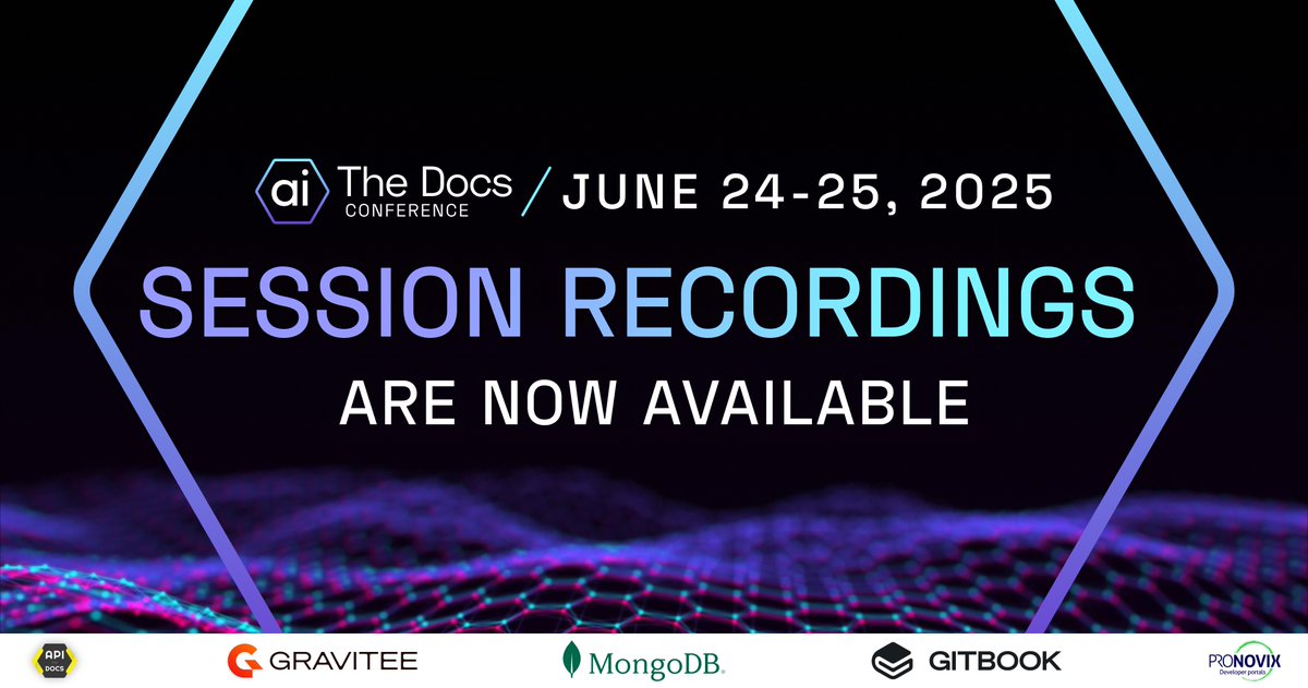 APItheDocs's tweet image. ✨ The recordings from AI The Docs 2025 are now freely available as part of our commitment to open knowledge-sharing 🎉
We warmly invite you to dive in, discover fresh ideas, and join the conversation. Follow the link to watch: pronovix.com/event/ai-the-d…
#APItheDocs #Pronovix