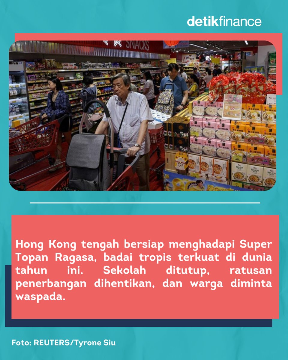 detikfinance's tweet photo. Warga panic buying, antre panjang di supermarket, Indomie ikut jadi rebutan. 😱
Begini situasinya!
#Topan #AnginTopan #Bencana #HongKong #PanicBuying #Indomie https://t.co/rxOIqNiUrb