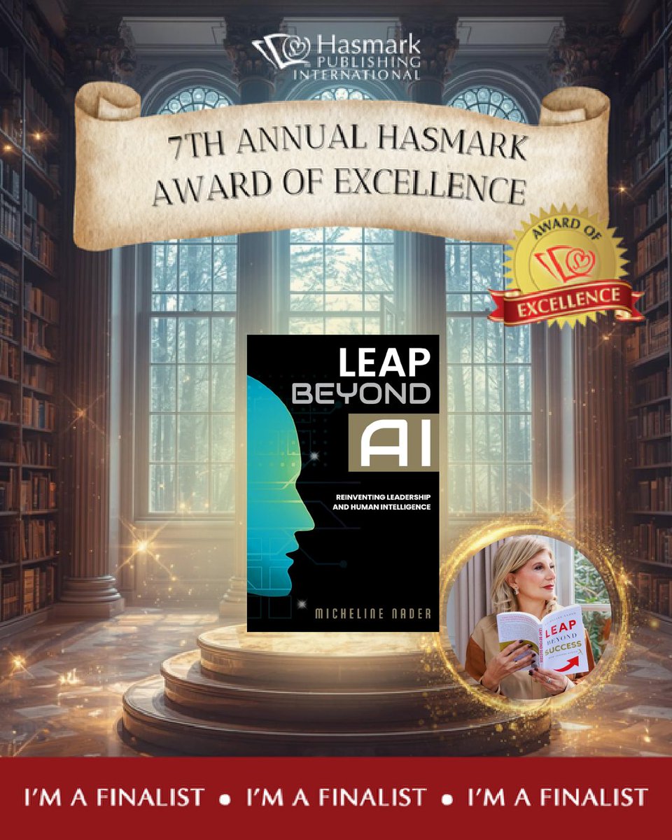 MichelineKNader's tweet image. Honored to be nominated for Hasmark’s 7th Annual Award of Excellence. This nomination recognizes my book #LeapBeyondAI &amp;amp; the vision it carries—leadership rooted in awareness, purpose, and humanity. Voting is open until Oct 3: forms.gle/7hAizoT9TLiokM…