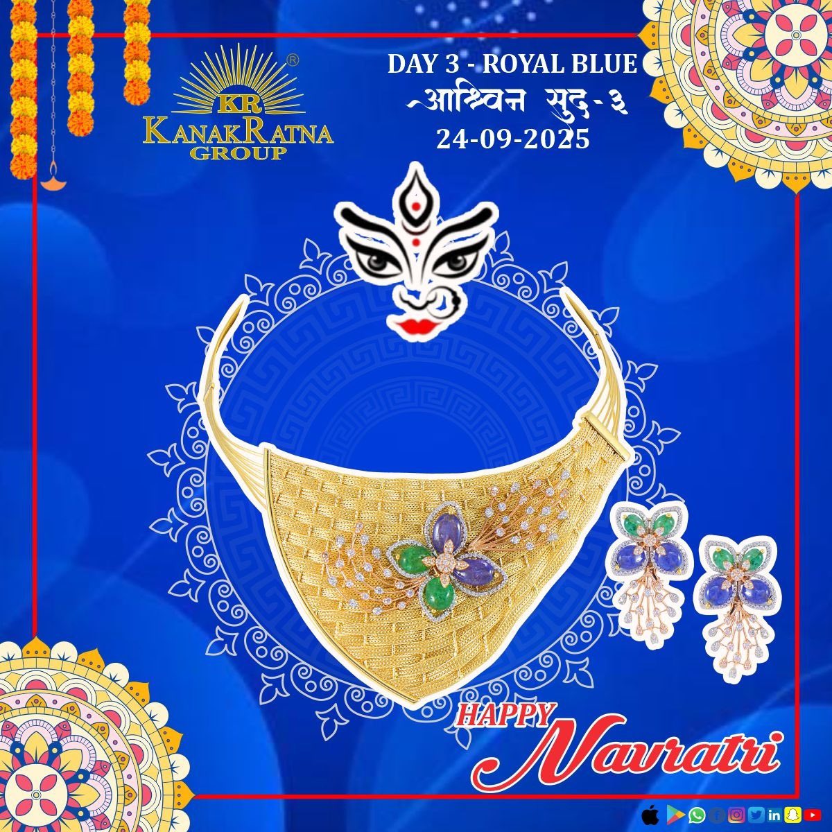 Day 3 of Navratri belongs to the Divine Warrior Queen — Maa Chandraghanta.

She is Beauty with Power , Peace with Purpose,
and Love with Lightning.

Shubh #Navratri
#Kanakratna