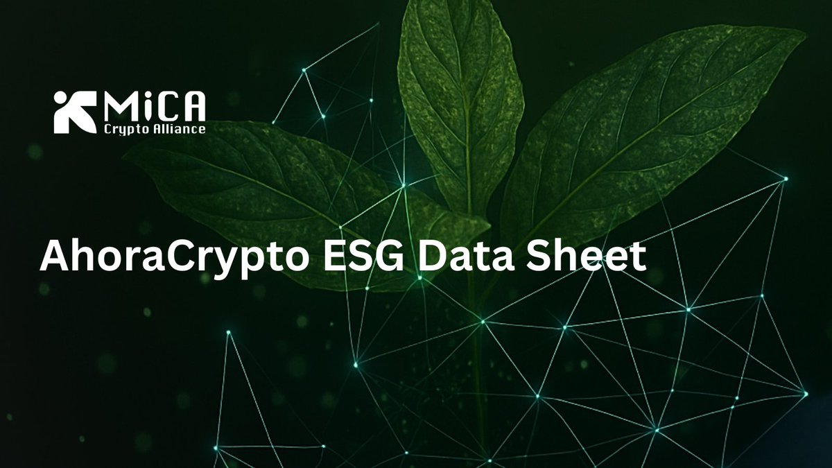 ESG data delivered for AhoraCrypto 📊

The MiCA Crypto Alliance has delivered a full #sustainability dataset for <a href="/AhoraCryptoCom/">AhoraCrypto</a>, providing structured environmental disclosures across 44 listed assets, in line with #MiCA Article 66 and Commission Delegated Regulation (EU)