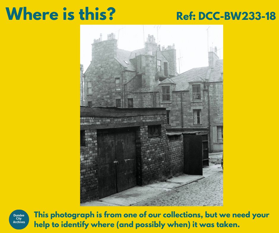 This photograph is currently listed as an "unknown location". Can anyone help us identify where this may have been? I suspect that these buildings may no longer exist. This was probably taken in the early 1960s.

#WhereisitWednesday #Dundee #Archives