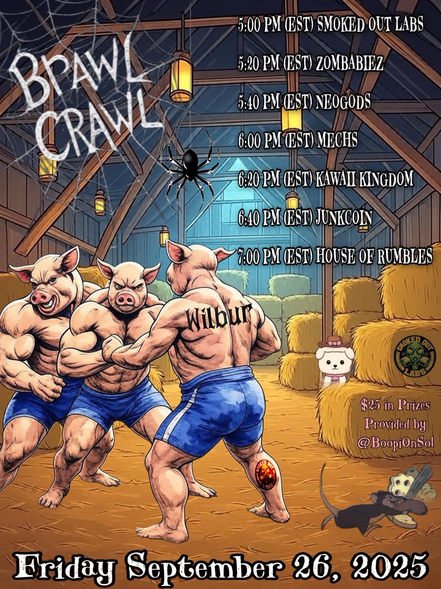 Brawl Crawl this Friday will be Terrific, Radiant, and Humble. 

$25 in Prizes Provided by <a href="/BoopiOnSOL/">BOOPI</a> 

Friday at 5pm Eastern starting here:

discord.gg/9dC2NfZD