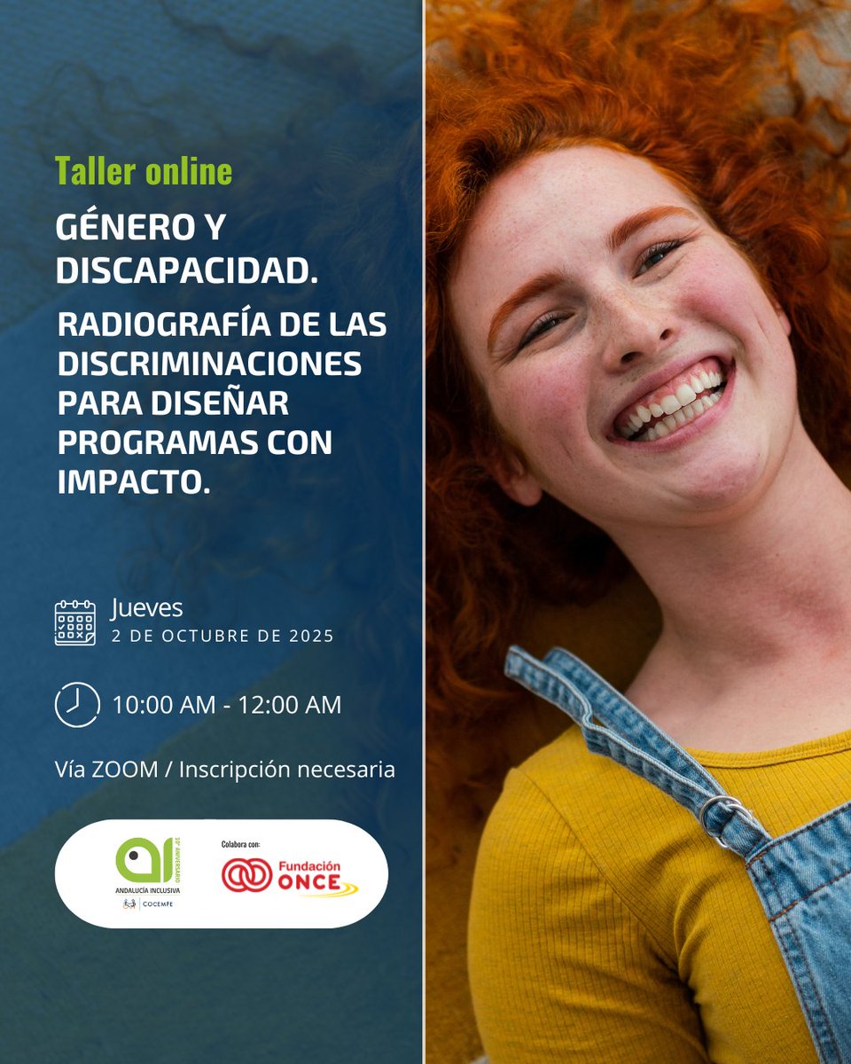 Programación formativa 2025 📚 ♿ en el marco de las actuaciones previstas por Andalucía Inclusiva COCEMFE en el desarrollo de los programas subvencionados por la <a href="/Fundacion_ONCE/">Fundación ONCE</a> .

Inscripciones: forms.gle/JrVefCfrBrW1jj…