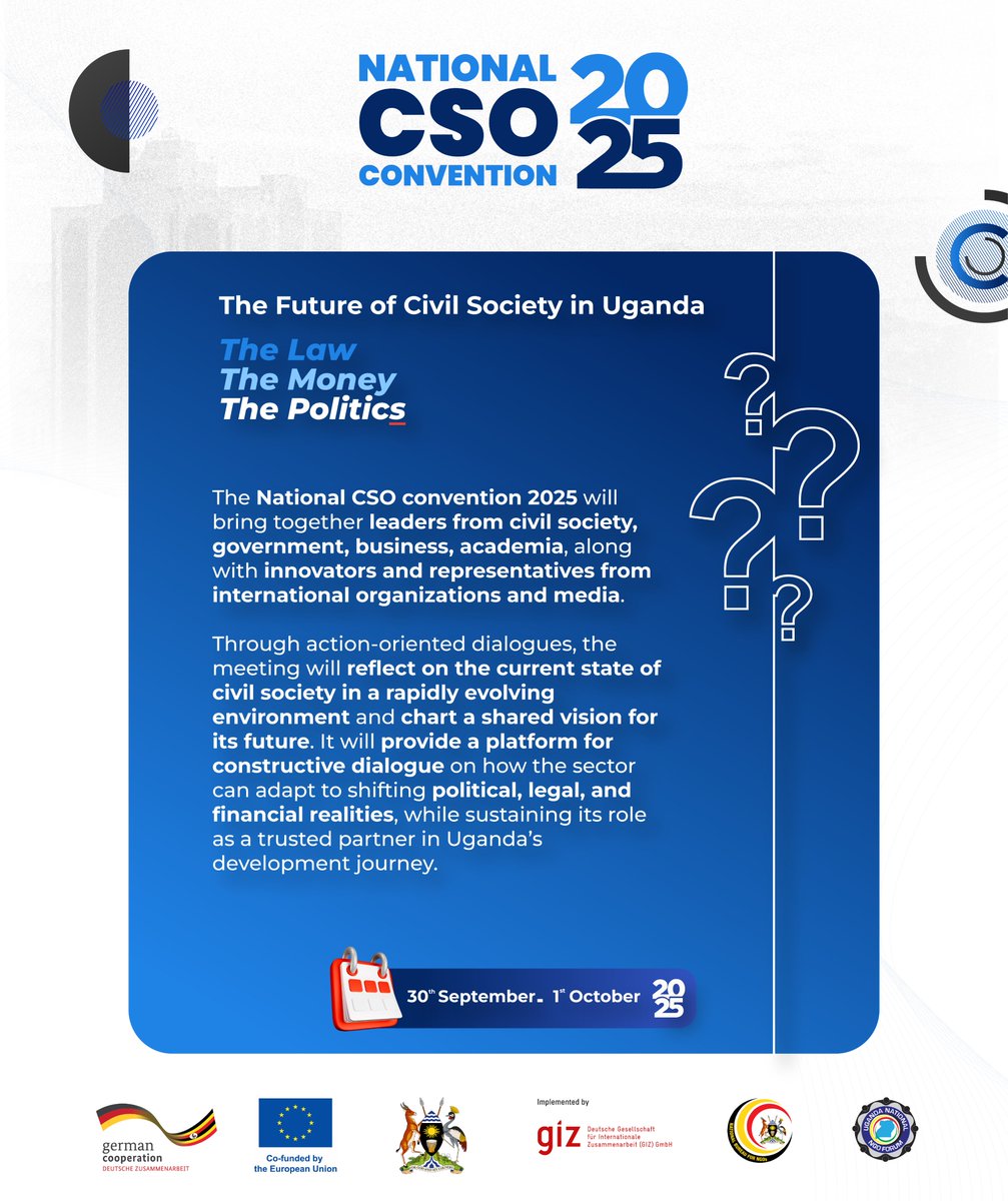 The  #CSOConventionUG2025 is where we confront these realities head-on. This is not just a discussion, it's a strategic dialogue to chart a new path. Join leaders from civil society, government, and business in shaping the future of civil society in Uganda.