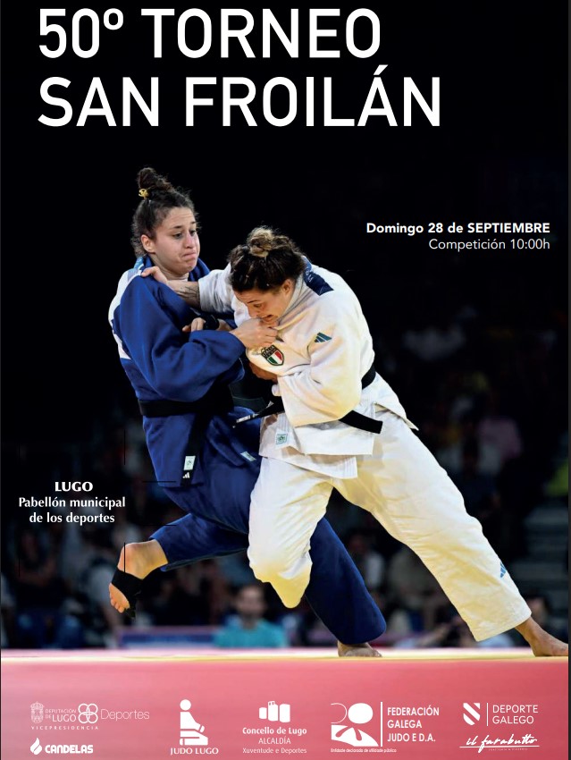 📢 50º Torneo SAN FROILÁN
📍Pabellón Municipal Deportes.
📆  Domingo 28 sep.
⏰️ A partir de las 10H00 

<a href="/deportegal/">deportegal</a>
@ufedega
<a href="/judo_lugo/">Judo Lugo</a> 
@concellolugo 
@nklbudoshop
@adidascombatsports

#ADIDAS #NKLADIDAS #TEAMADIDAS #ADIDASJudo