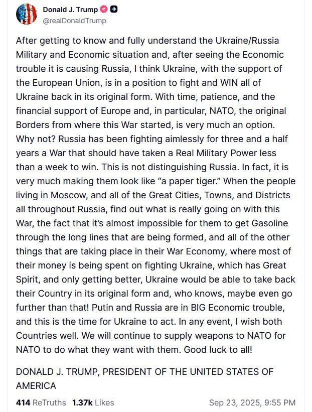 Aljoscha180566's tweet photo. ☄️🇺🇸Trump erklärte, dass die #Ukraine in der Lage sei #Russland zu besiegen und das gesamte Gebiet zurückzuerobern. #Witzbold 😂
Der US-Präsident schrieb auf Truth Social:
Wer solche Freunde hat, braucht keine Feinde. https://t.co/7dbggUUeC6