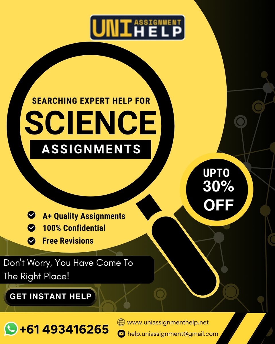 assignmentuni01's tweet image. 🔬 Need expert help for your Science Assignments?
Don’t stress – we deliver A+ quality, 100% confidential, and free revisions 📝
⚡ Grab upto 30% OFF on your assignments today!
#ScienceAssignmentHelp #AssignmentExperts #AcademicSupport #PlagiarismFree #AssignmentWriting