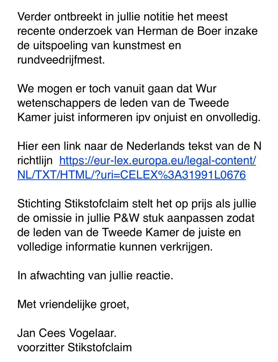 Jan Cees Vogelaar. (@janceesvogelaar) on Twitter photo Als <a href="/WUR/">Wageningen U&R</a> wetenschappers <a href="/LNVTweedeKamer/">LNV Tweede Kamer</a> een paper sturen mag je toch verwachten dat ze geen desinformatie sturen maar juiste informatie? Als <a href="/WUR/">Wageningen U&R</a> wetenschappers <a href="/LNVTweedeKamer/">LNV Tweede Kamer</a> een paper sturen mag je toch verwachten dat ze geen desinformatie sturen maar juiste informatie?