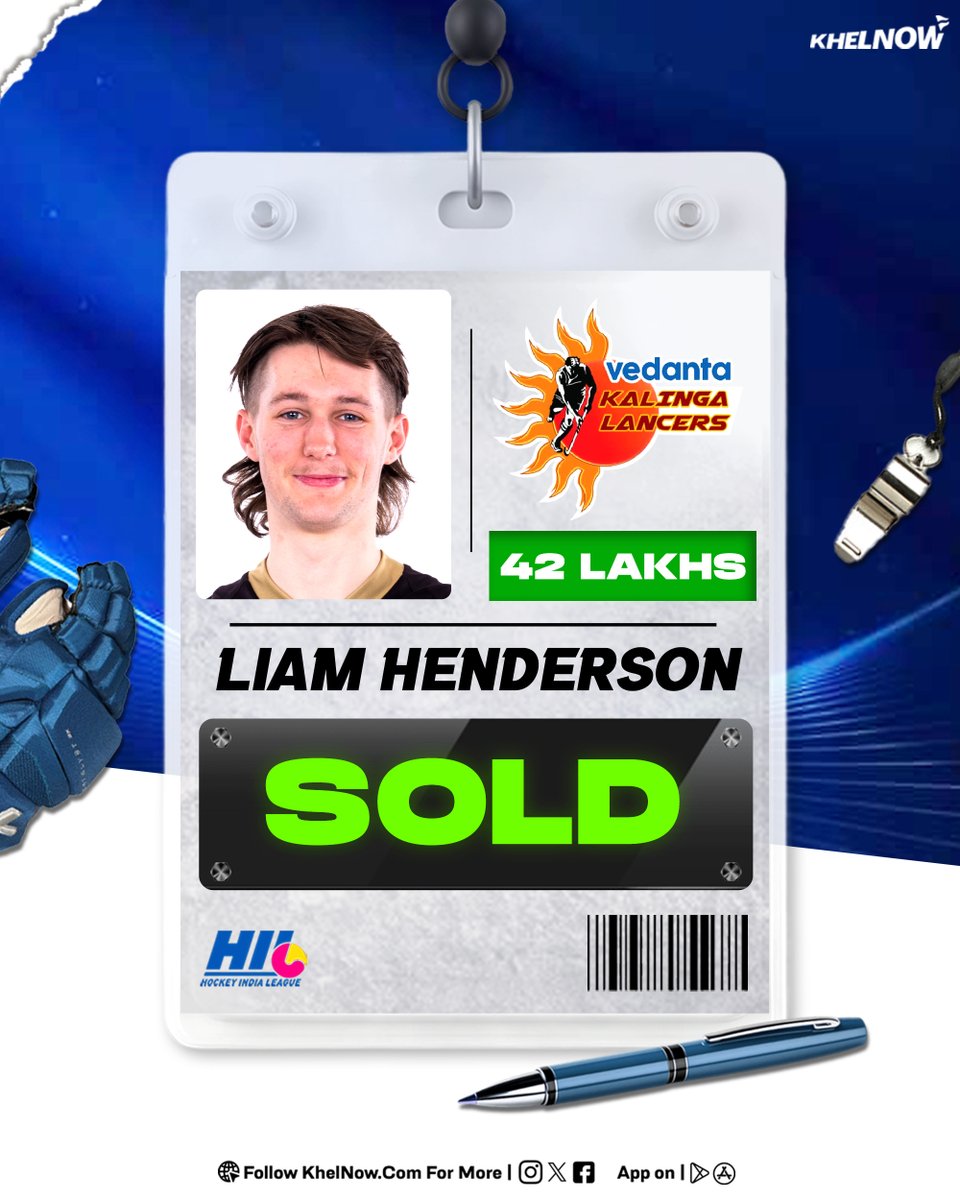 KhelNow's tweet photo. Australian midfielder Liam Henderson is the most expensive player of the day! ๐ฅ๐ฐ
He goes to Kalinga Lancers for Rs 42 lakh.
Live Blog: https://t.co/2KzeiFc4NY
#Hockey #HILAuction https://t.co/f25kl1vR86