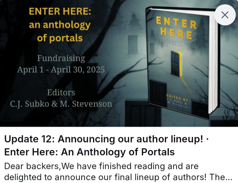 THE UNBROKEN CIRCLE, my horror short...Previous editors have raved/rejected: 

"Too complex." 

"Doesn't fit in a genre."

However, it was just right for the ENTER HERE anthology. Thank you for giving me a space in your beautiful book!

kickstarter.com/projects/enter…
