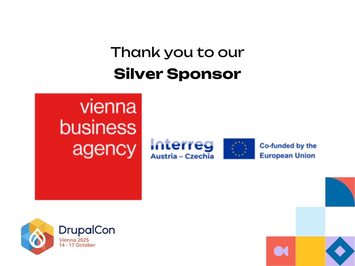 DrupalConEur's tweet image. 🤝 We’re pleased to welcome Vienna Business Agency as a Silver Sponsor of #DrupalConVienna 2025! 🌍
Learn more 👉 buff.ly/uuFGOM4
#DrupalConEur #DrupalCommunity #OpenSource #TechConference
