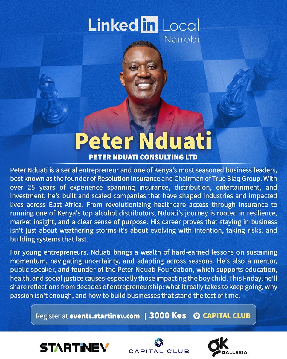 PNC_Ltd's tweet image. See you on the 17th of October at Capital Club with #LinkedInLocal Nairobi as @PeterNduati, among other speakers shares his lessons and the survival playbook he&apos;s used across industries 💥

Get your tickets here👇🏽 events.startinev.com/l/qentY