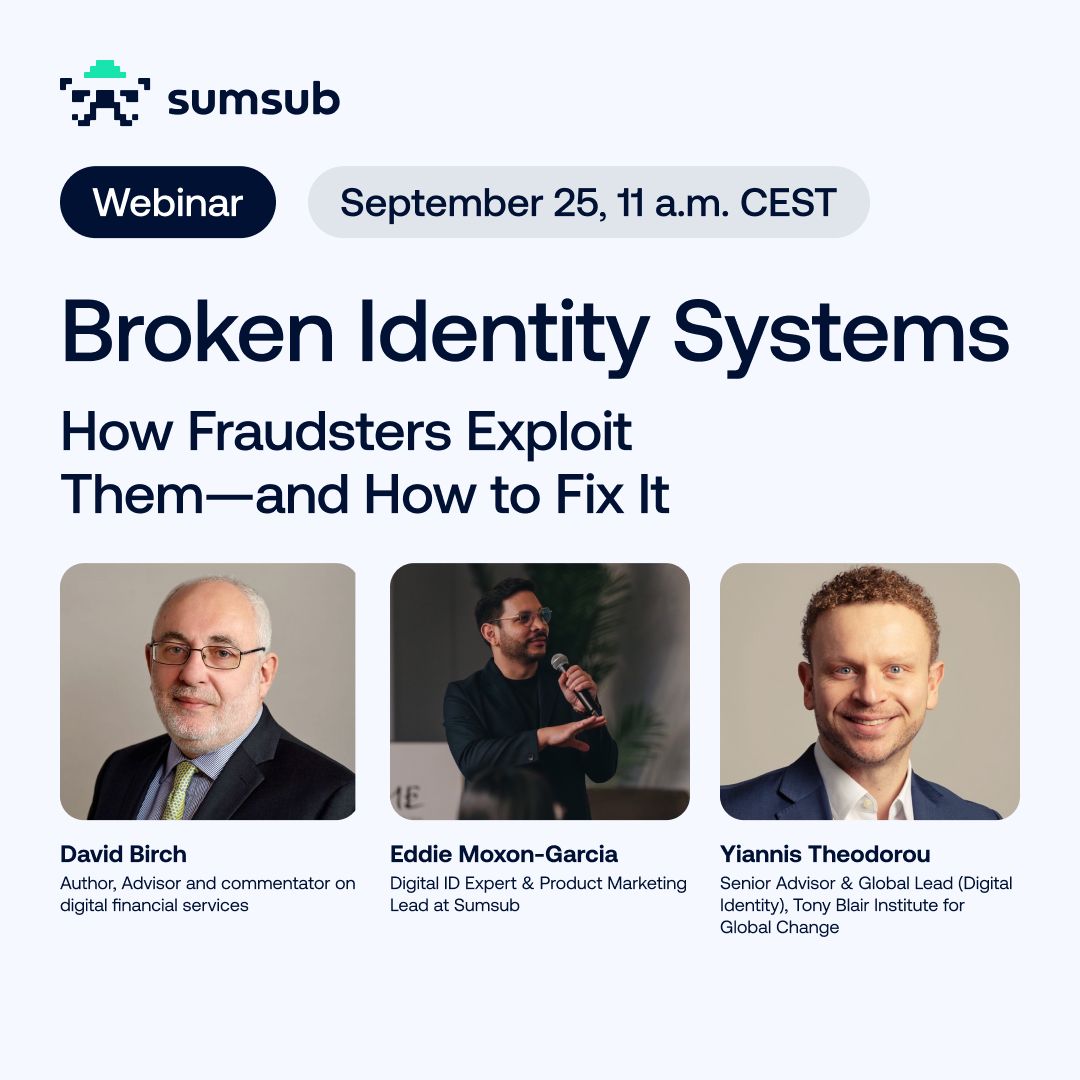 dgwbirch's tweet photo. Deepfakes, synthetic IDs, and account takeovers are exposing the cracks in today’s fragmented identity systems. We'll unpack how fraudsters exploit those gaps and what the future of digital identity could look like.

👉 Register now: https://t.co/Dr6kdhy2BP

@YiaThe @sumsub https://t.co/Xt8m4IzUEX