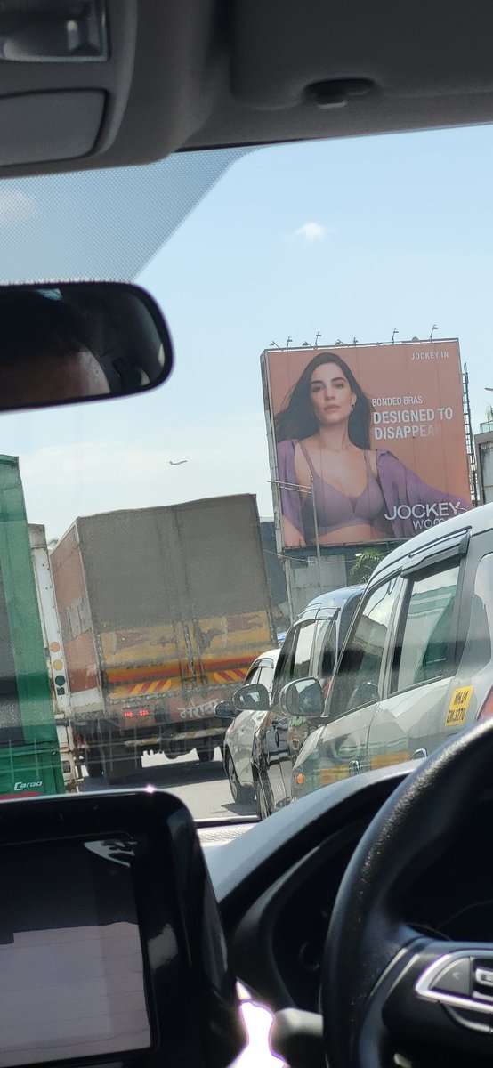 Location: Western Express Highway, Vile Parle, Mumbai. 
Is the hoarding of <a href="/Jockey/">Jockey</a>  permissible as per the obscenity act and advertising standards?
<a href="/MumbaiPolice/">मुंबई पोलीस - Mumbai Police</a> <a href="/ascionline/">ASCI</a> <a href="/MIB_India/">Ministry of Information and Broadcasting</a>