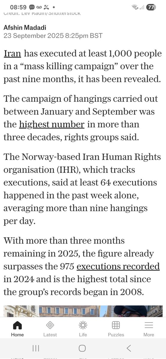 Iran hanging "average of 9 people a day" in campaign of executions.
telegraph.co.uk/world-news/202…