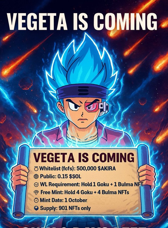 Good morning, can I get a GM web3 fam? 😎

Vegeta is coming in 7 days! 🐉

 Time to network and GROW together 🤝