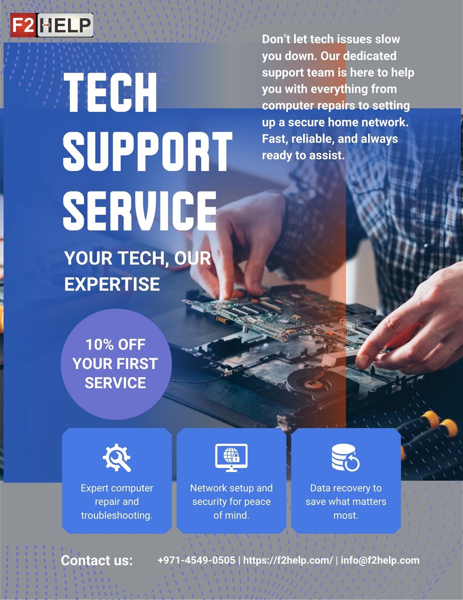 jack_willsion's tweet image. Laptop or appliance not working?

F2Help offers Laptop Repair in Sharjah + Home Appliance Repair in Dubai – reliable and fast!

Call now: +971-45490505

#LaptopRepairSharjah #HomeApplianceRepairDubai #F2Help #ITSupportDubai