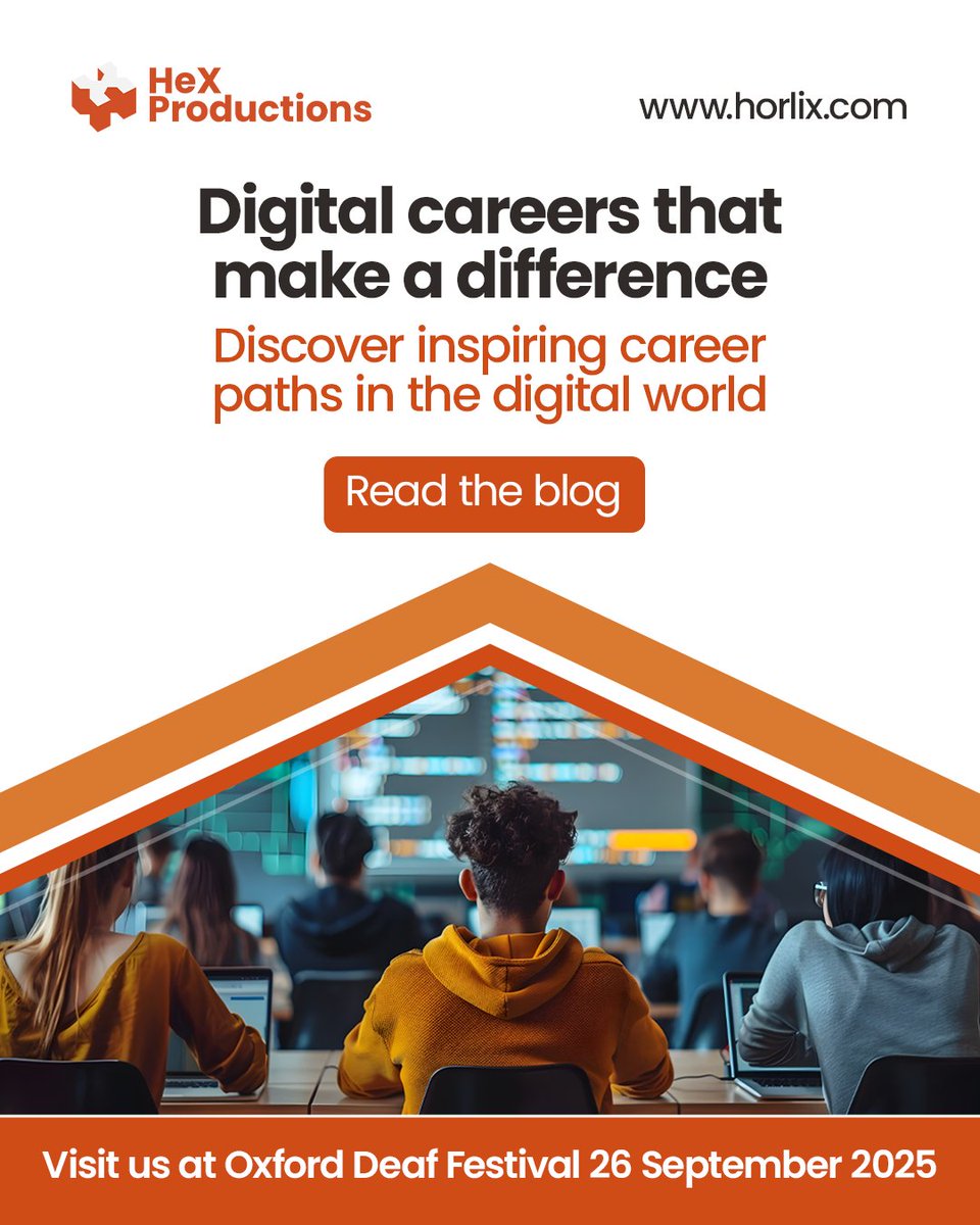 HeX_Productions's tweet image. If you love coding, design, multimedia or communication, there&apos;s many #career paths available. Our blog, looks into these and how #accessibility shapes an inclusive web: zurl.co/T7aU6

Visit us at #OxfordDeafFestival to find out more!

#Education #Deaf @ActionDeafness