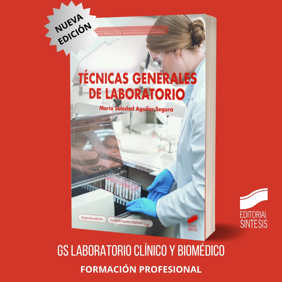 edsintesis's tweet image. ‼ NOVEDAD ‼ &quot;Técnicas generales de laboratorio (segunda edición)&quot;. Un imprescindible para estudiantes y docentes del área sanitaria. Aprende y refuerza las técnicas básicas de laboratorio con esta guía.

sintesis.com/libro/tecnicas…

#formacionprofesional #sanidad #editorialsintesis