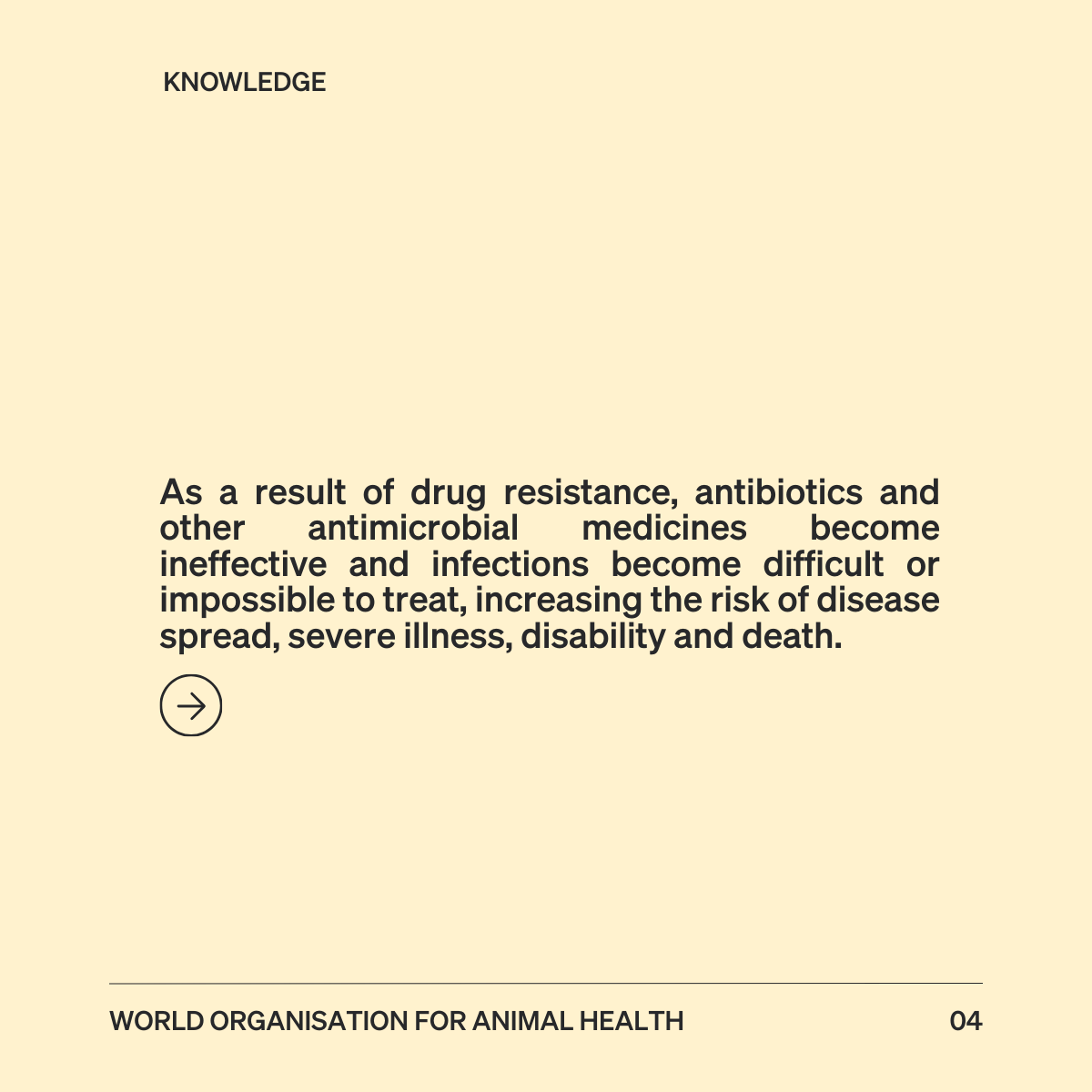 WOAH's tweet photo. The truth is the antimicrobials we rely on are losing their power. Before the discovery of antimicrobials, even a small cut could be deadly. Today, they safeguard the health of both people and animals. But resistance is rising fast and it threatens to undo decades of progress.