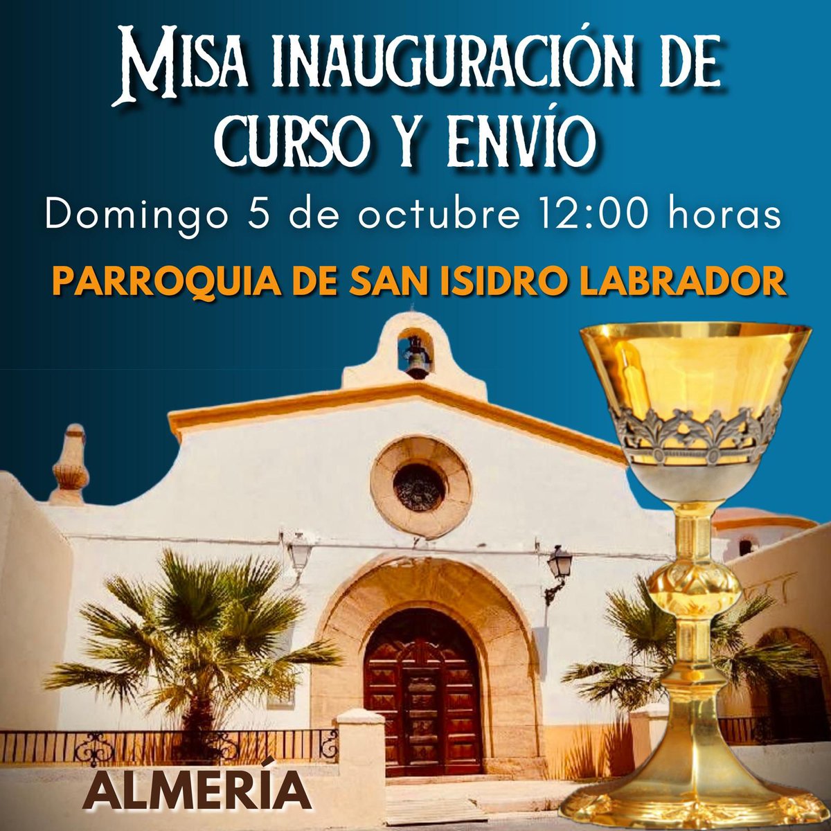 ⛪️ Misa de inauguración de curso y envío en la Parroquia de San Isidro Labrador

🗓 5 de octubre.
⌚️ 12:00 h.