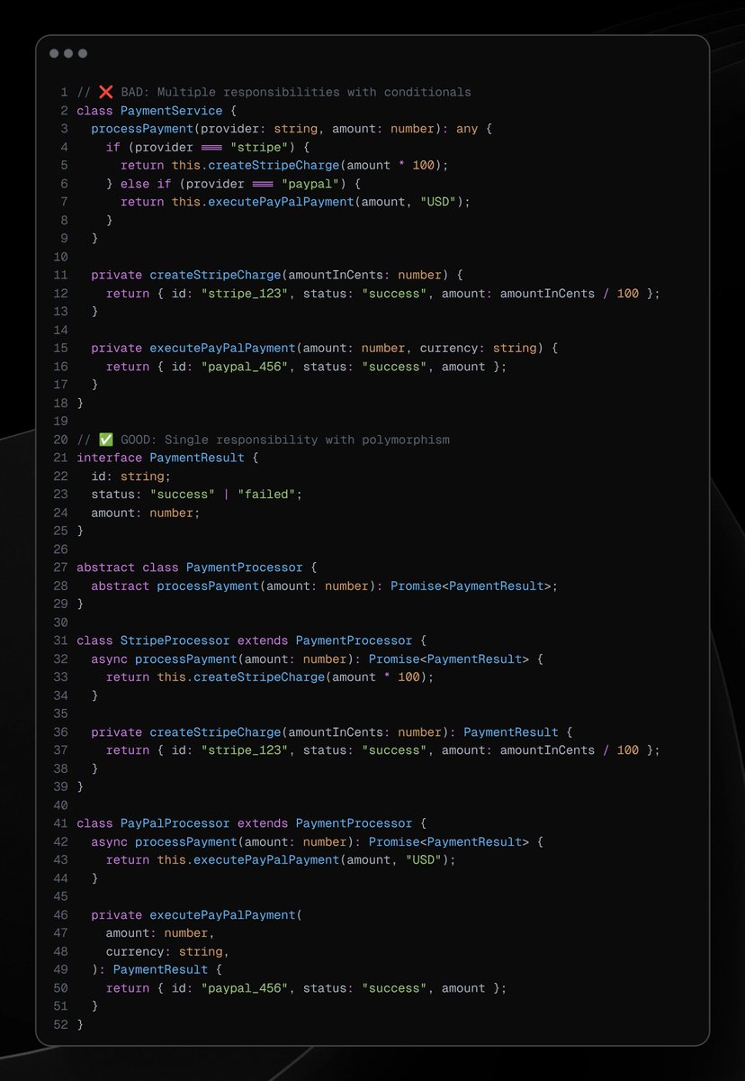 KaraBharat's tweet image. See how single responsibility pattern makes code clean!👇