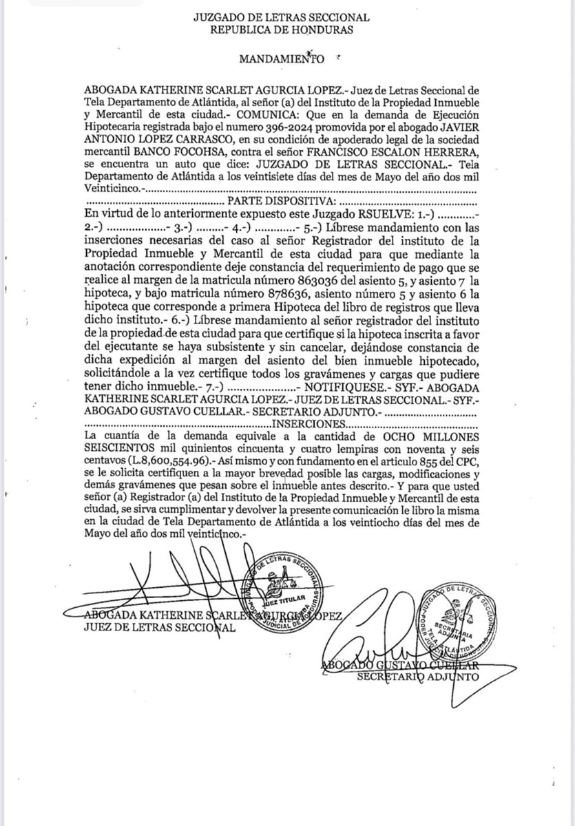 baraudawaguchu's tweet image. Luis Ewens vendió a Rosa Negra y  este hipotecó la propiedad por más de 4 millones a Ficohsa y ahora le deben más de 8 millones al banco. Asi se han dedicado a acaparar y vender ilegalmente la tierra de la comunidad de Triunfo de la Cruz. Exigimos cumplimiento de la Sentencia Ya.
